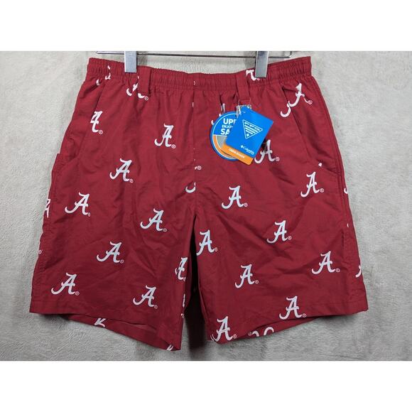 NWT Columbia Crimson Alabama Crimson Tide PFG Backcast II Size MEDIUM 8" Shorts - Picture 1 of 7